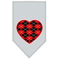 Unconditional Love Argyle Heart Red Screen Print Bandana Grey Large UN851606